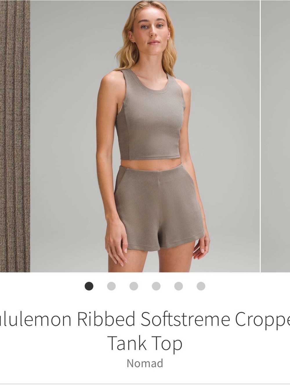 Lululemon Ribbed Softstreme Cropped Tank Top - Nomad